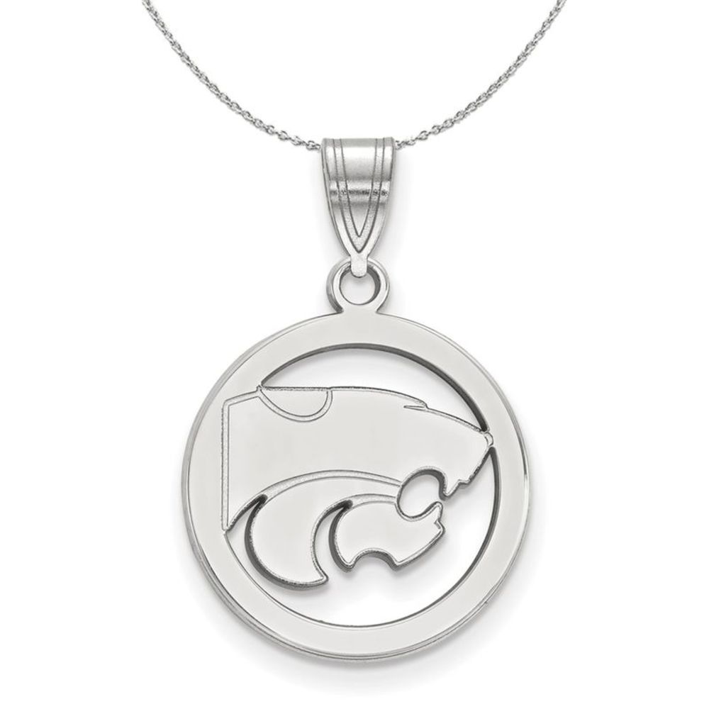 Sterling Silver Kansas State Small Circle Necklace - 18 Inch